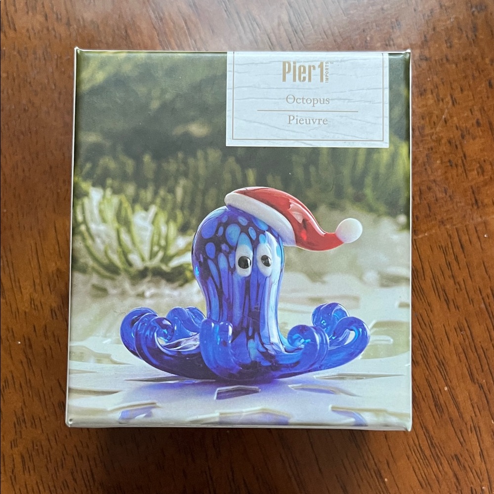Pier 1 Festive Blue Octopus with Santa Hat